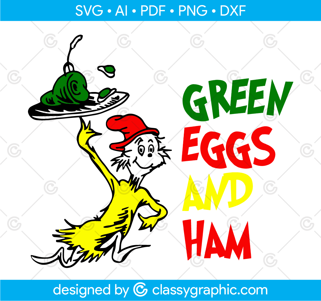 Green Eggs And Ham Svg, Dr Seuss silhouette, Dr cat hat Svg, Funny ...