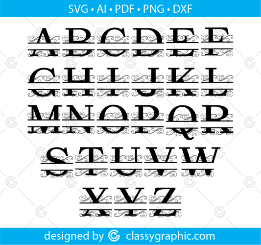 Split Monogram SVG, PNG, Digital Download for Cricut, Split Monogram ...