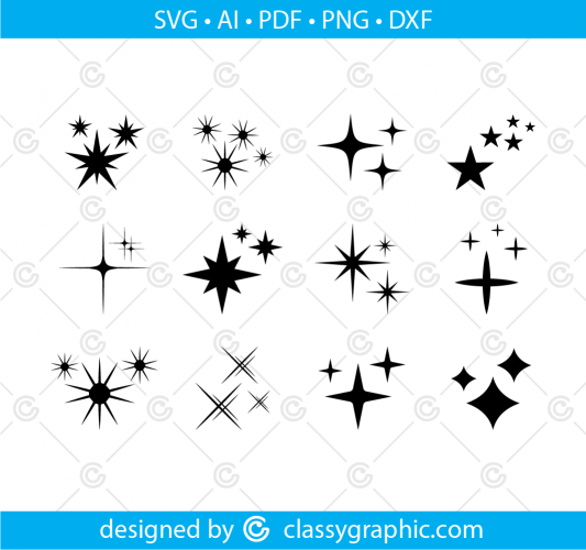 Stars Svg, Sparkle Stars bundle digital file available for instant ...