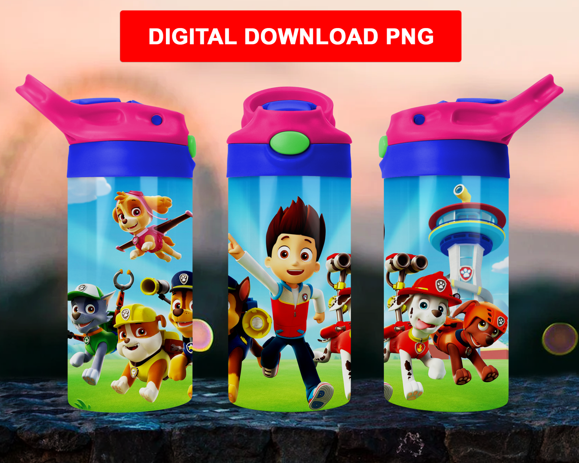 Monster Truck Kids Tumbler 12oz Flip Top Sippy Cup Sublimation Water Bottle  Wrap Digital Download PNG