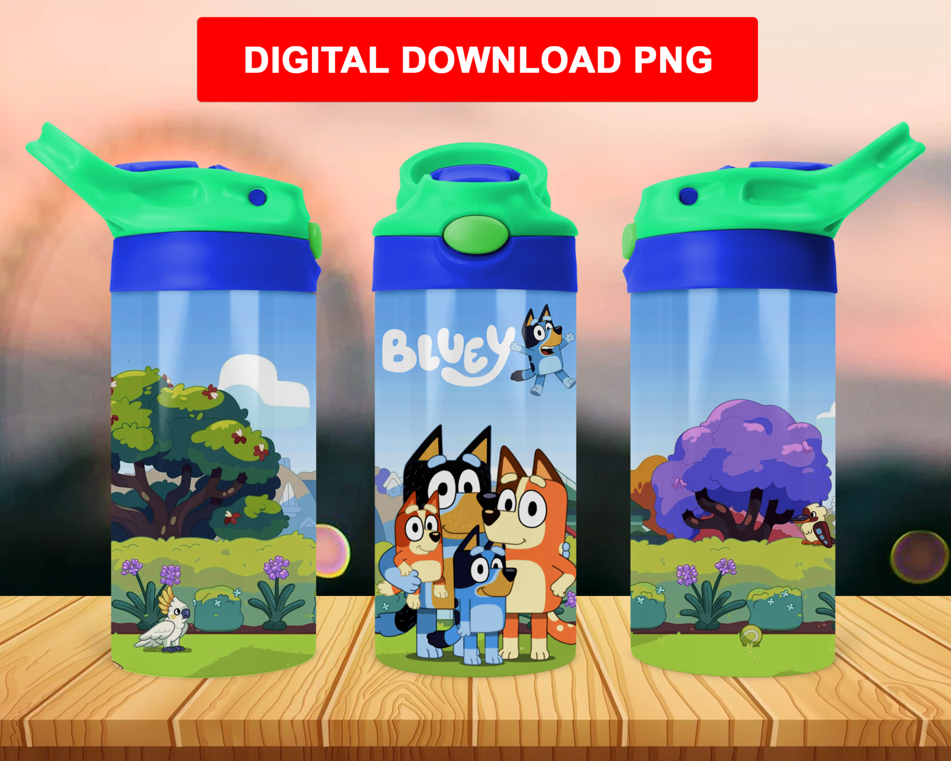 Bluey Personalized 12oz Sippy Cup Tumbler Cute Bluey Blue Dog Kids Drink  Cup Dual Lid Double Wall